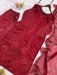 MODERN GLASS ROMAN SEQUENCE EMBROIDERY WITH CUT WORK TOP PALAZZO WITH DUPATTA FESTIVE WEAR WHOLESALE PRICE ETHNIC GARMENT (2)