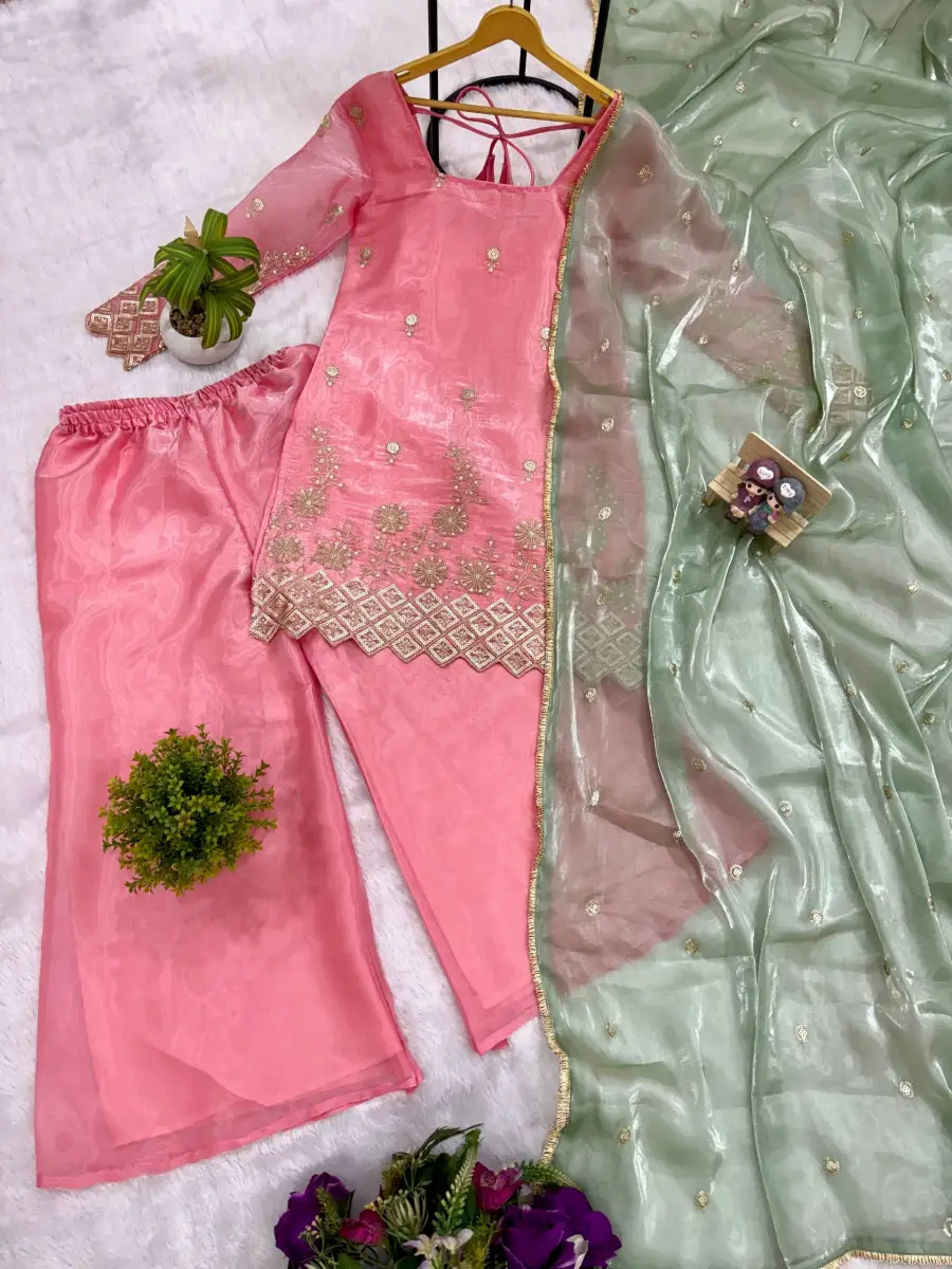 MODERN GMY SATIN EMBROIDERY WORK TOP PALAZZO WITH DUPATTA FESTIVE WEAR WHOLESALE PRICE ETHNIC GARMENT (1)