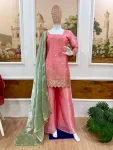MODERN GMY SATIN EMBROIDERY WORK TOP PALAZZO WITH DUPATTA FESTIVE WEAR WHOLESALE PRICE ETHNIC GARMENT (3)