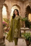 MODERN GMY SILK EMBROIDERY SEQUENCE WORK TOP BOTTOM WITH DUPATTA PARROT GREEN