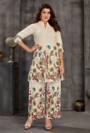 MODERN KHADI COTTON DIGITAL PRINTED WORK CO-ORD SET OFF WHITE