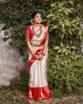 MODERN LICHI SILK JACQUARD WORK SAREE WITH UNSTITCHED BLOUSE FESTIVE WEAR WHOLESALE PRICE ETHNIC GARMENT (3)