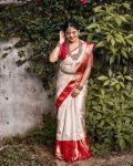 MODERN LICHI SILK JACQUARD WORK SAREE WITH UNSTITCHED BLOUSE FESTIVE WEAR WHOLESALE PRICE ETHNIC GARMENT (3)