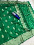 MODERN LICHI SILK WEAVING WORK SAREE WITH UNSTITCHED BLOUSE FESTIVE WEAR WHOLESALE PRICE ETHNIC GARMENT (6)