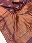 MODERN LICHI SILK WEAVING WORK SAREE WITH UNSTITCHED BLOUSE FESTIVE WEAR WHOLESALE PRICE ETHNIC GARMENT (1)