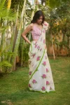 MODERN LINEN COTTON FLOWERS DIGITAL PRINTED WORK SAREE WITH UNSTITCHED BLOUSE FESTIVE WEAR WHOLESALE PRICE ETHNIC GARMENT (6)