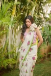 MODERN LINEN COTTON FLOWERS DIGITAL PRINTED WORK SAREE WITH UNSTITCHED BLOUSE FESTIVE WEAR WHOLESALE PRICE ETHNIC GARMENT (6)