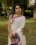 MODERN LINEN COTTON SILVER PATTA WEAVING WITH DIGITAL PRINT WORK SAREE WITH UNSTITCHED BLOUSE DAILY WEAR WHOLESALE PRICE ETHNIC GARMENT (2)
