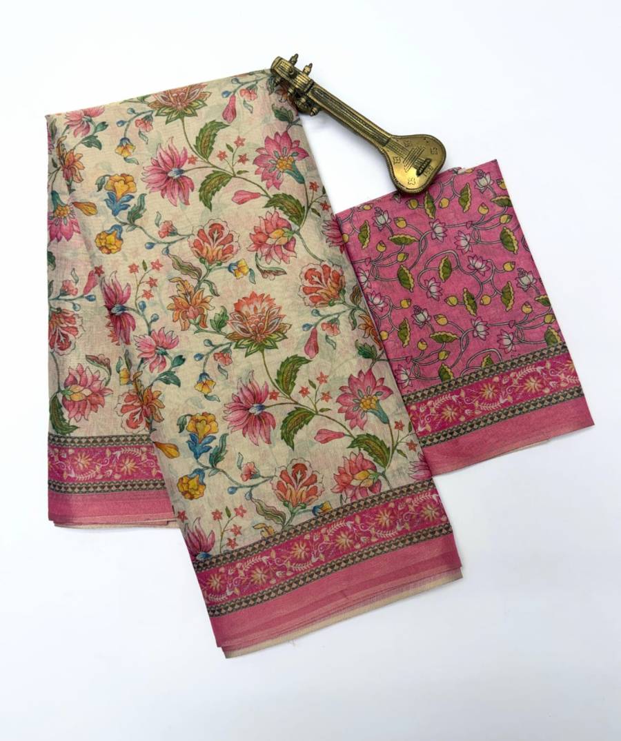 MODERN LINEN TISSUE SILK PRINT WORK SAREE WITH UNSTITCHED BLOUSE FESTIVE WEAR WHOLESALE PRICE ETHNIC GARMENT (3)