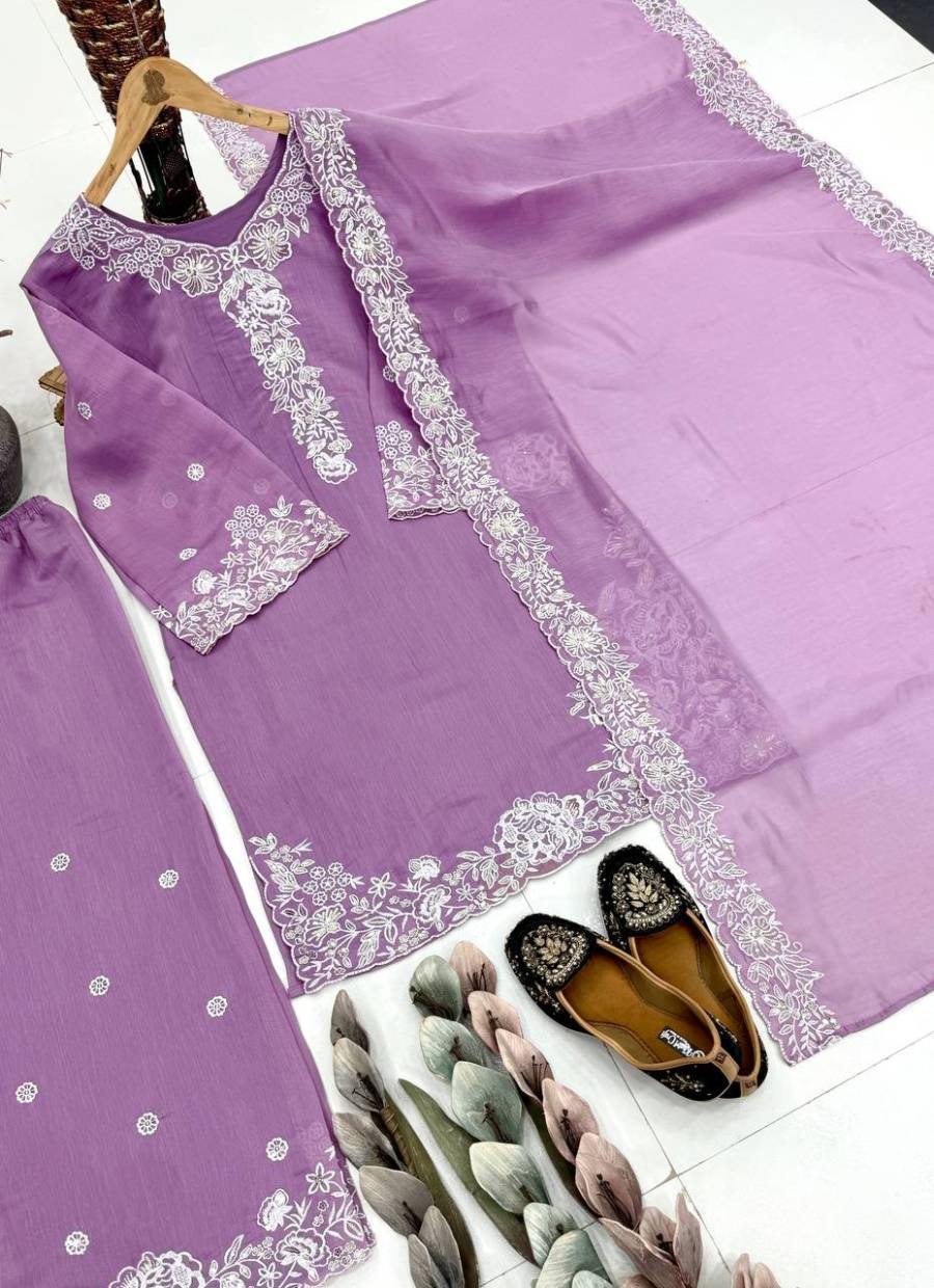 MODERN MUL CHANDERI EMBROIDERY SEQUENCE WORK TOP PALAZZO WITH DUPATTA FESTIVE WEAR WHOLESALE PRICE ETHNIC GARMENT (17)