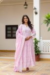 MODERN MUL COTTON LAKHNOWI WORK GOWN BOTTOM WITH DUPATTA FESTIVE WEAR WHOLESALE PRICE ETHNIC GARMENT (9)