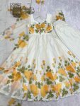 MODERN ORGANZA SILK FLORAL PRINT WORK GOWN BOTTOM WITH DUPATTA FESTIVE WEAR WHOLESALE PRICE ETHNIC GARMENT (4)