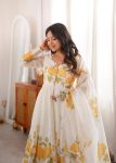 MODERN ORGANZA SILK FLORAL PRINT WORK GOWN BOTTOM WITH DUPATTA FESTIVE WEAR WHOLESALE PRICE ETHNIC GARMENT (4)
