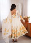MODERN ORGANZA SILK FLORAL PRINT WORK GOWN BOTTOM WITH DUPATTA FESTIVE WEAR WHOLESALE PRICE ETHNIC GARMENT (4)