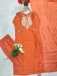 MODERN PV CHANDERI COTTON EMBROIDERY WORK TOP BOTTOM WITH DUPATTA FESTIVE WEAR WHOLESALE PRICE ETHNIC GARMENT (5)