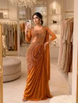 MODERN RANGOLI SILK PLAIN READY TO WEAR SAREE WITH MULTI THREAD EMBROIDERY SEQUENCE WORK STITCHED BLOUSE WEDDING WEAR WHOLESALE PRICE ETHNIC GARMENT (9)