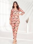 MODERN RAYON DIGITAL PRINT WORK CO-ORD SET RED
