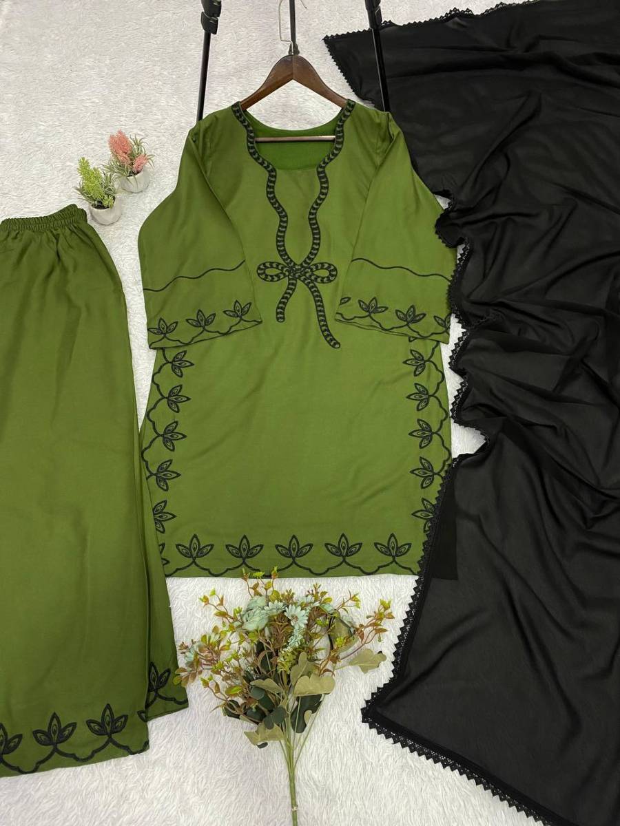 MODERN RAYON EMBROIDERY WORK TOP PALAZZO WITH DUPATTA FESTIVE WEAR WHOLESALE PRICE ETHNIC GARMENT (6)