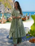 MODERN RAYON SLUB PRINTED WORK TOP BOTTOM WITH DUPATTA GREEN
