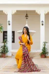 MODERN ROMAN SILK CHIKAN KARI WORK TOP BOTTOM WITH DUPATTA FESTIVE WEAR WHOLESALE PRICE ETHNIC GARMENT (18)