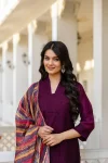 MODERN ROMAN SILK CHIKAN KARI WORK TOP BOTTOM WITH DUPATTA FESTIVE WEAR WHOLESALE PRICE ETHNIC GARMENT (25)