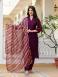 MODERN ROMAN SILK CHIKAN KARI WORK TOP BOTTOM WITH DUPATTA FESTIVE WEAR WHOLESALE PRICE ETHNIC GARMENT (25)