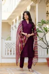 MODERN ROMAN SILK CHIKAN KARI WORK TOP BOTTOM WITH DUPATTA FESTIVE WEAR WHOLESALE PRICE ETHNIC GARMENT (25)