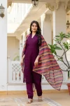MODERN ROMAN SILK CHIKAN KARI WORK TOP BOTTOM WITH DUPATTA FESTIVE WEAR WHOLESALE PRICE ETHNIC GARMENT (25)