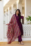 MODERN ROMAN SILK CHIKAN KARI WORK TOP BOTTOM WITH DUPATTA FESTIVE WEAR WHOLESALE PRICE ETHNIC GARMENT (25)