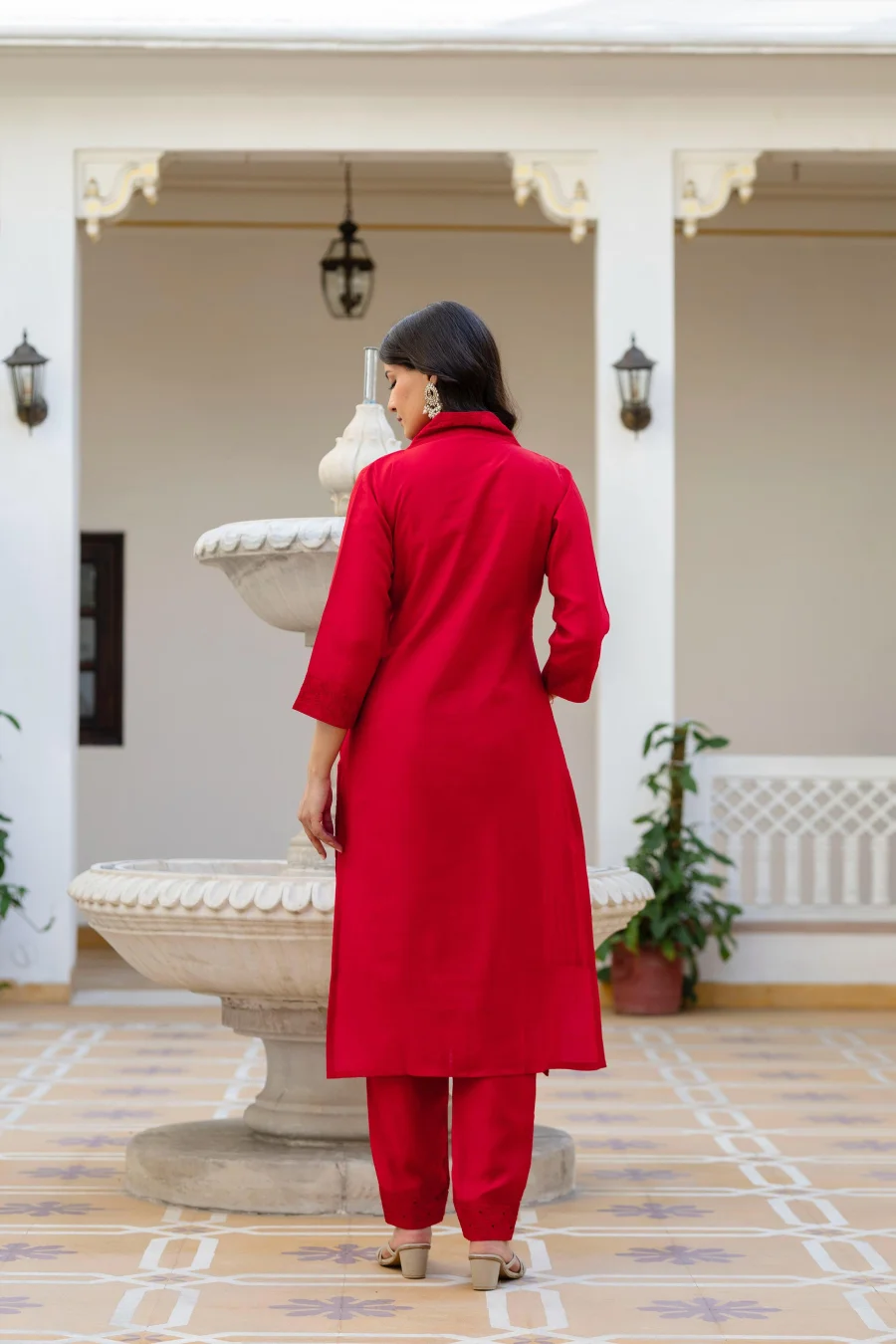 MODERN ROMAN SILK CHIKAN KARI WORK TOP BOTTOM WITH DUPATTA FESTIVE WEAR WHOLESALE PRICE ETHNIC GARMENT (4)