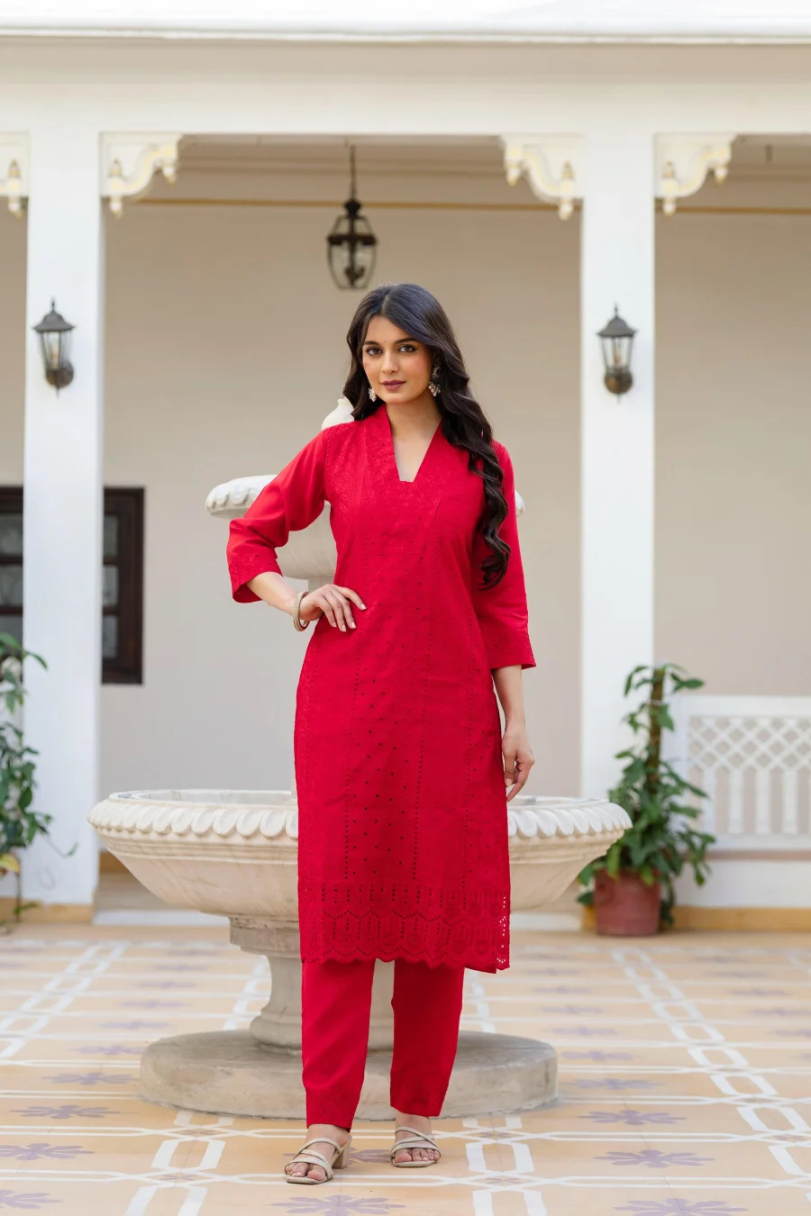MODERN ROMAN SILK CHIKAN KARI WORK TOP BOTTOM WITH DUPATTA FESTIVE WEAR WHOLESALE PRICE ETHNIC GARMENT (7)
