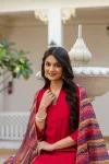 MODERN ROMAN SILK CHIKAN KARI WORK TOP BOTTOM WITH DUPATTA FESTIVE WEAR WHOLESALE PRICE ETHNIC GARMENT (2)