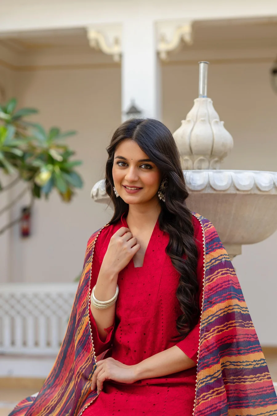 MODERN ROMAN SILK CHIKAN KARI WORK TOP BOTTOM WITH DUPATTA FESTIVE WEAR WHOLESALE PRICE ETHNIC GARMENT (9)