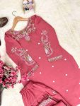 MODERN ROMAN SILK THREAD EMBROIDERY WORK TOP WITH PATIYALA SET FESTIVE WEAR WHOLESALE PRICE ETHNIC GARMENT (4)