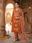 MODERN SLUB COTTON EMBROIDERY WORK TOP BOTTOM WITH DUPATTA CASUAL WEAR WHOLESALE PRICE ETHNIC GARMENT (11)