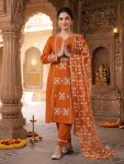 MODERN SLUB COTTON EMBROIDERY WORK TOP BOTTOM WITH DUPATTA CASUAL WEAR WHOLESALE PRICE ETHNIC GARMENT (11)