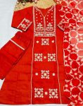 MODERN SLUB COTTON EMBROIDERY WORK TOP BOTTOM WITH DUPATTA CASUAL WEAR WHOLESALE PRICE ETHNIC GARMENT (11)