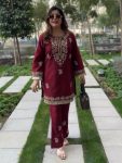 MODERN SLUB RATON THREAD WITH FANCY LACE WORK CO-ORD SET CASUAL WEAR WHOLESALE PRICE ETHNIC GARMENT (21)