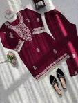 MODERN SLUB RATON THREAD WITH FANCY LACE WORK CO-ORD SET CASUAL WEAR WHOLESALE PRICE ETHNIC GARMENT (21)