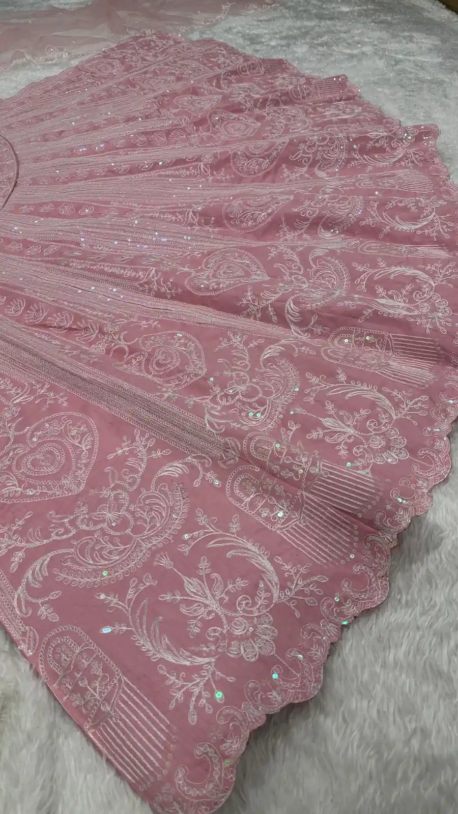 MODERN SLUB SILK RESHAM DORI & RAINBOW SEQUENCE WORK LEHENGA CHOLI WITH DUPATTA RECEPTION WEAR WHOLESALE PRICE ETHNIC GARMENT (1)