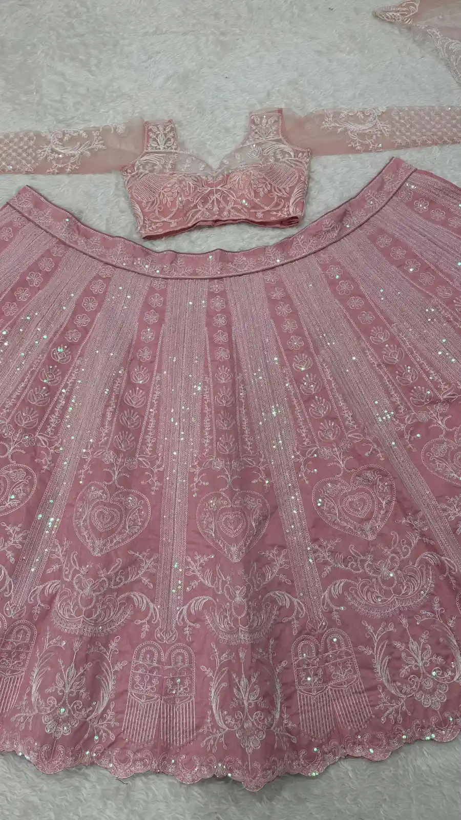 MODERN SLUB SILK RESHAM DORI & RAINBOW SEQUENCE WORK LEHENGA CHOLI WITH DUPATTA RECEPTION WEAR WHOLESALE PRICE ETHNIC GARMENT (5)