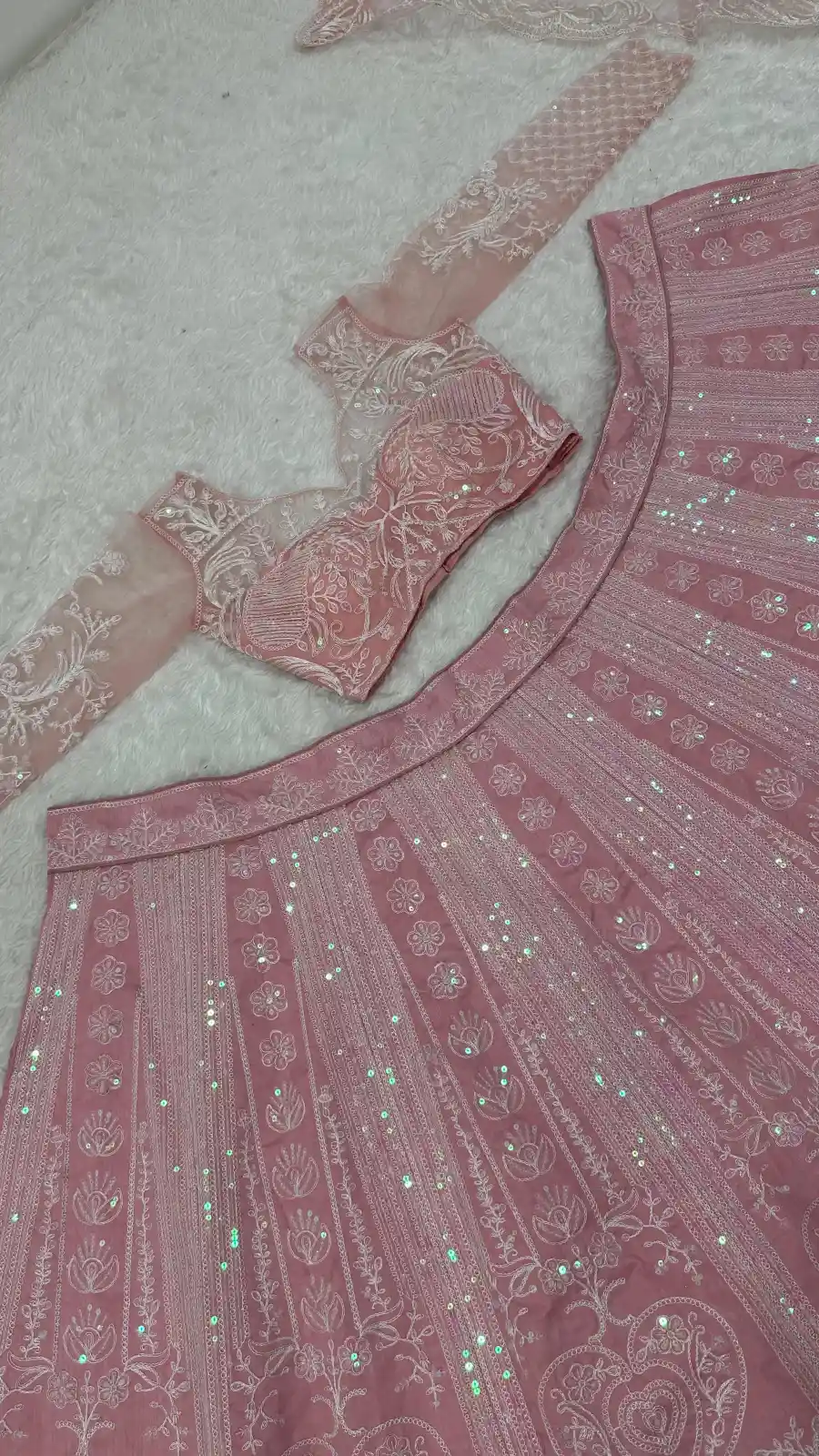 MODERN SLUB SILK RESHAM DORI & RAINBOW SEQUENCE WORK LEHENGA CHOLI WITH DUPATTA RECEPTION WEAR WHOLESALE PRICE ETHNIC GARMENT (6)