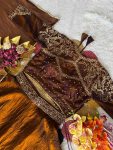 MODERN SPACE SILK RIVET MOTI AND SEQUENCE EMBROIDERY WORK LEHENGA CHOLI WITH DUPATTA WEDDING WEAR WHOLESALE PRICE ETHNIC GARMENT (4)
