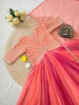 MODERN TISSUE SILK ZARI & SEQUENCE EMBROIDERY WORK GOWN WITH DUPATTA FESTIVE WEAR WHOLESALE PRICE ETHNIC GARMENT (4)