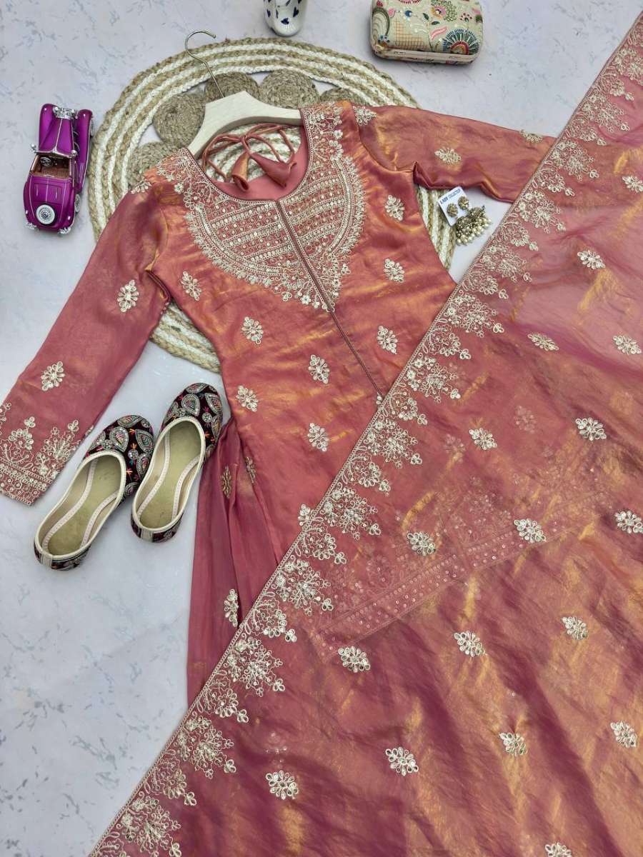 MODERN TWO TONE FENDY SILK EMBROIDERY CODING & SEQUENCE WORK TOP LEHENGA WITH DUPATTA FESTIVE WEAR WHOLESALE PRICE ETHNIC GARMENT (1)