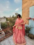 MODERN TWO TONE FENDY SILK EMBROIDERY CODING & SEQUENCE WORK TOP LEHENGA WITH DUPATTA FESTIVE WEAR WHOLESALE PRICE ETHNIC GARMENT (6)
