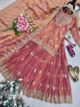 MODERN TWO TONE FENDY SILK EMBROIDERY CODING & SEQUENCE WORK TOP LEHENGA WITH DUPATTA FESTIVE WEAR WHOLESALE PRICE ETHNIC GARMENT (6)