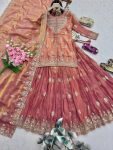 MODERN TWO TONE FENDY SILK EMBROIDERY CODING & SEQUENCE WORK TOP LEHENGA WITH DUPATTA FESTIVE WEAR WHOLESALE PRICE ETHNIC GARMENT (6)