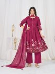 MOST PICKED COTTON MULTI-THREAD EMBROIDERY WITH LUP WORK TOP BOTTOM WITH DUPATTA PINK