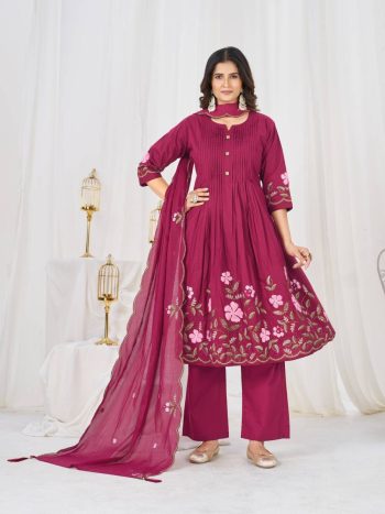 MOST PICKED COTTON MULTI-THREAD EMBROIDERY WITH LUP WORK TOP BOTTOM WITH DUPATTA PINK